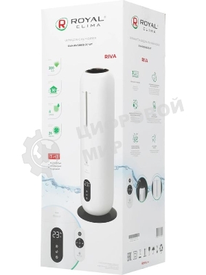 Увлажнитель воздуха Royal Clima RIVA RUH-RV300/8.0E-WT белый, 30 м², 8 л, ультразвуковой, гигростат, ароматизация, пульт ДУ, ночной режим, верхний залив воды