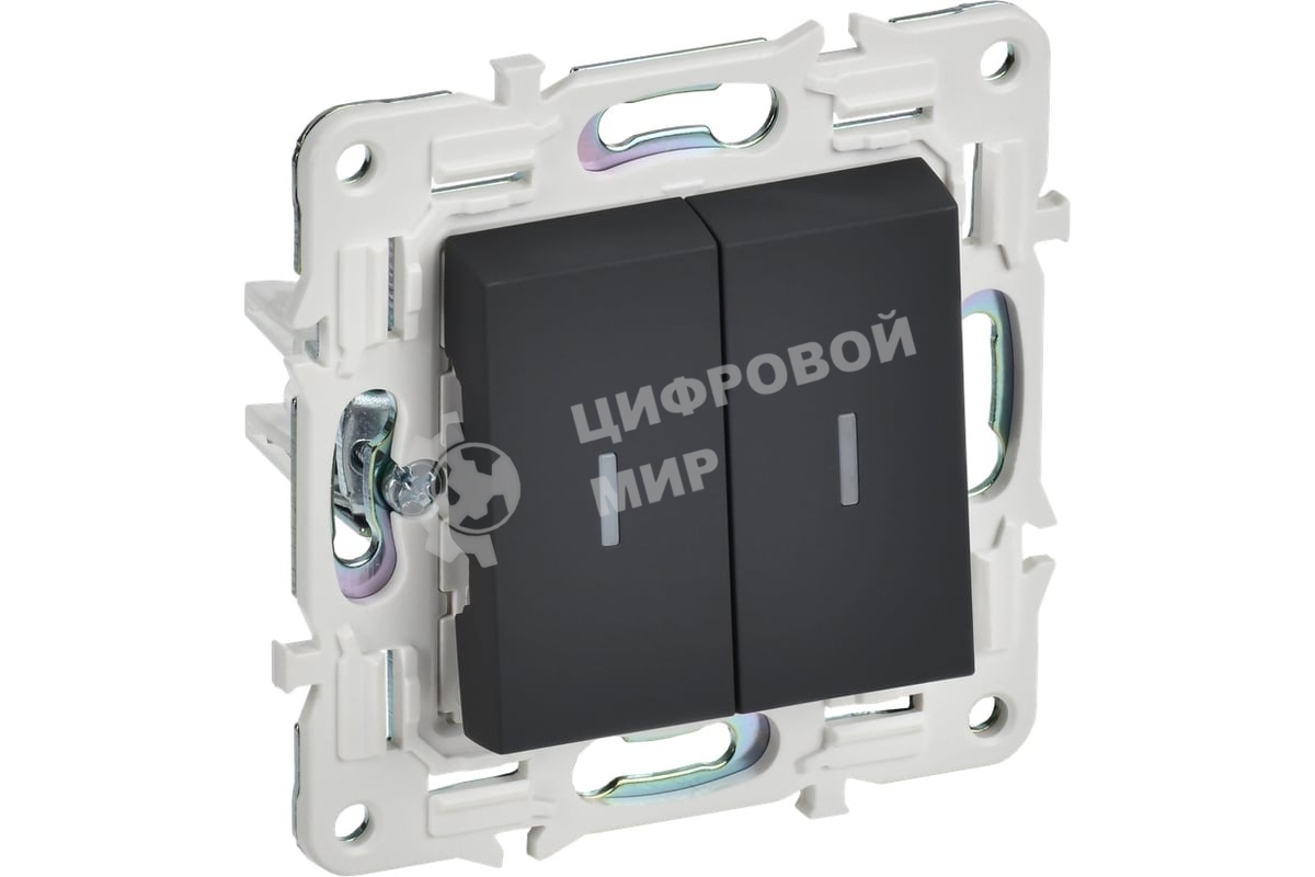 Выключатель проходной 2-кл. IEK SKANDY SK-V10G 10А с индикацией графит SK-V22-1-10-K53