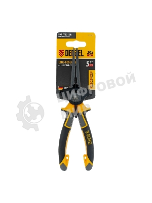 Длинногубцы прямые Denzel 205 мм, трехкомпонентные рукоятки