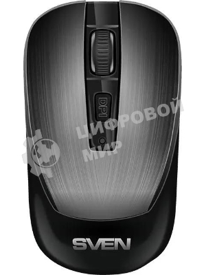 Мышь беспроводная SVEN RX-380W серый металлик, 1600 dpi, радиоканал, USB, кнопки - 4