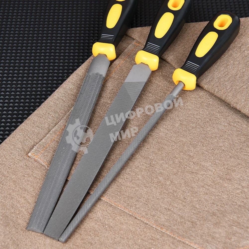 Набор напильников Deli DL352083 3шт инструментальная сталь T12, обрезиненная пластиковая рукоятка