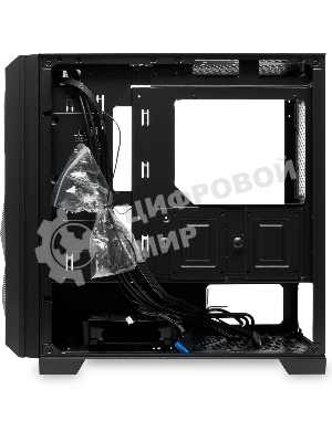 Компьютерный корпус без блока питания HSPD M340, Mesh Mid Tower, черный, TG, 0.5 SPCC, no fans, mATX, mITX, 165/350/200мм, 2x2.5