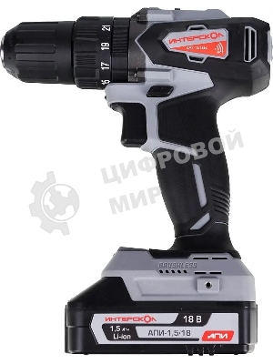 Дрель-шуруповерт ИНТЕРСКОЛ ДАУ-13/18ВК, 18 В, 1,5 Ач, 45 Нм, щеточный, ударный