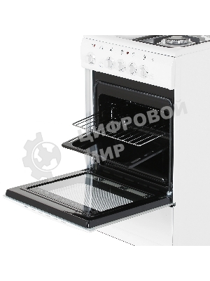 Плита комбинированная De Luxe 506022.03гэ(щ) ЧР-030 белый/черный, конфорок газовых 2 шт и электрических 2 шт, духовка 54 л, 50 см x 85 см x 60 см