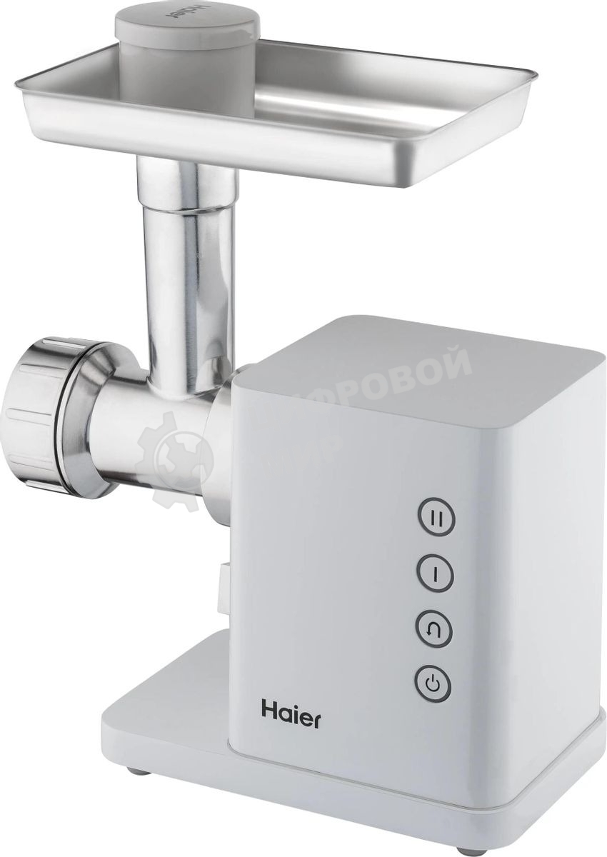 Мясорубка электрическая Haier HG-700 белый, 1900 Вт, 3.0 кг/мин, реверс, защита от перегрузки, металлический лоток, насадки - 5