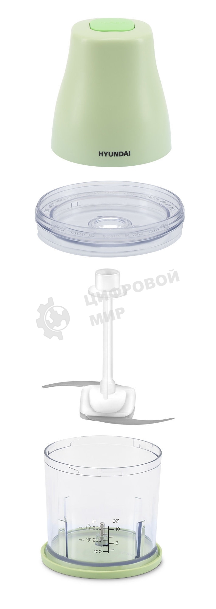 Измельчитель электрический Hyundai HYC-P3108 0.8л. 300Вт черный/зеленый