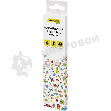 Карандаши цветные Silwerhof Eco 2.65 мм, шестигранный профиль, дерево, ассорти, 6 цветов, коробка с европодвесом