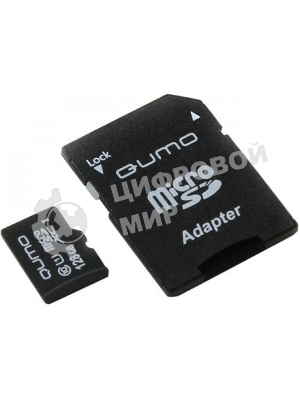 Флеш карта MicroSDXC 128Gb QUMO Class 10 UHS-I U3 черный adp
