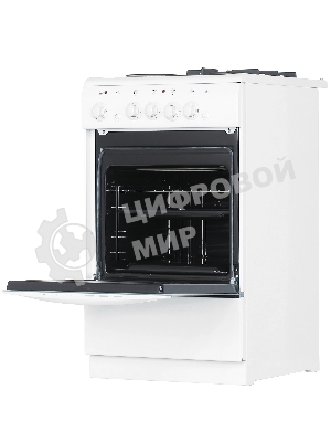 Плита комбинированная De Luxe 506022.03гэ(щ) ЧР-030 белый/черный, конфорок газовых 2 шт и электрических 2 шт, духовка 54 л, 50 см x 85 см x 60 см