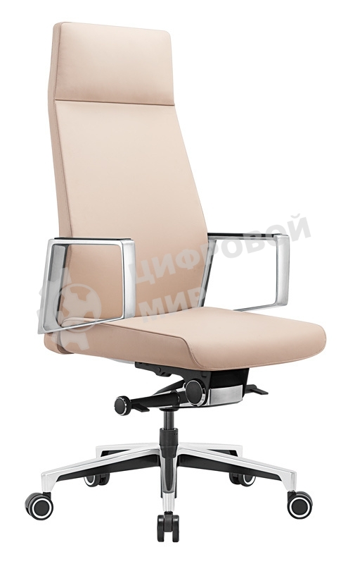Кресло руководителя Бюрократ JONS/BEIGE бежевый, кожа, крестовина алюминий