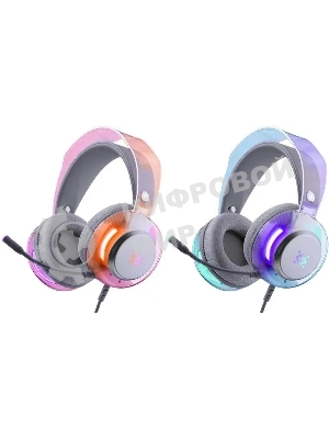 Гарнитура Defender Glitch белый, проводная, подсветка