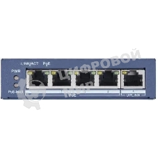 Коммутатор Hikvision DS-3E0505P-E, 4×1 Гбит/с PoE+ + 1×1 Гбит/с, неуправляемый