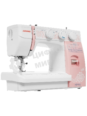 Швейная машина Janome HD1023 белый/розовый, электромеханическая, вертикальный качающийся, 25 операций, автоматическая петля