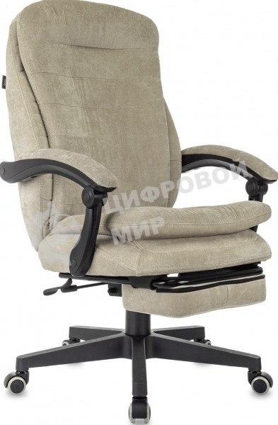 Кресло руководителя Бюрократ T-9950MSG-F Fabric песочный Light-21, крестов. пластик, подст. для ног