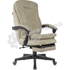 Кресло руководителя Бюрократ T-9950MSG-F Fabric песочный Light-21, крестов. пластик, подст. для ног