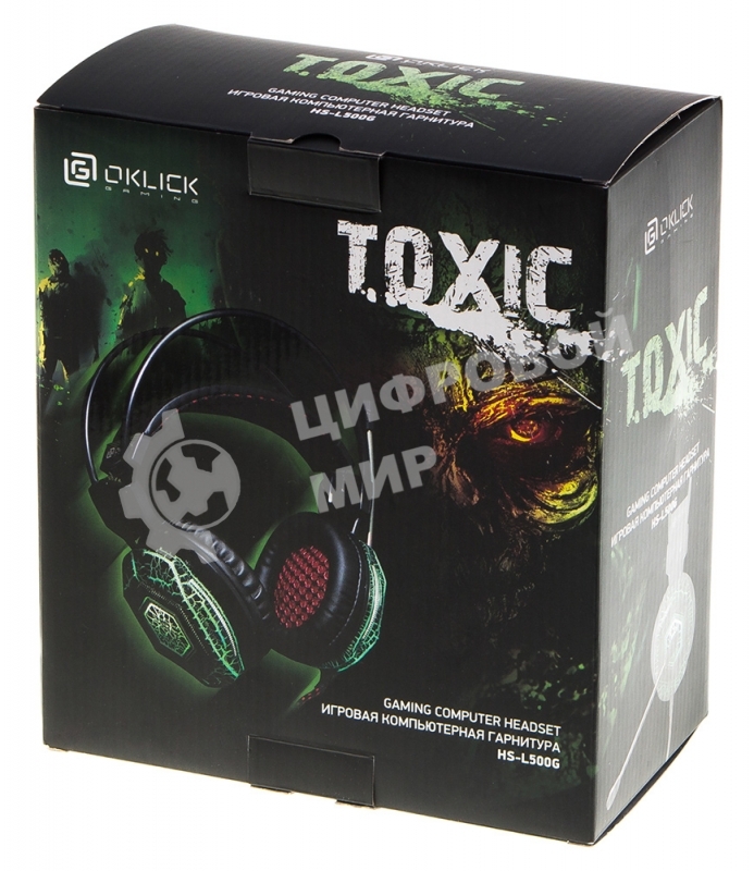 Наушники с микрофоном Oklick HS-L500G черный 2.2м мониторы оголовье