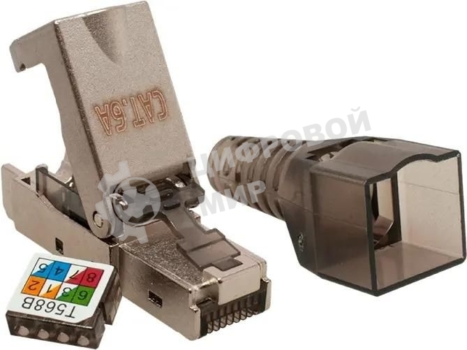 Коннектор Suprlan 10-0240-1, STP cat.6a RJ45 с защитным колпачком, серый