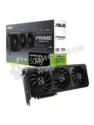 Видеокарта ASUS GeForce RTX 5070 PRIME OC Edition, 12 GB GDDR7, 192 bit, 3xDisplayPort, HDMI, GPU 2330 MHz