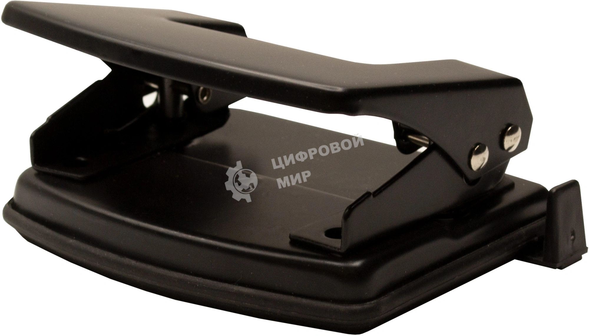 Дырокол Silwerhof Daily, до 20 листов, металл черный, отверстий: 2, с линейкой