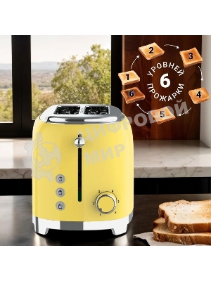 Тостер Tesler TT-260, желтый, 815 Вт, 2 слота