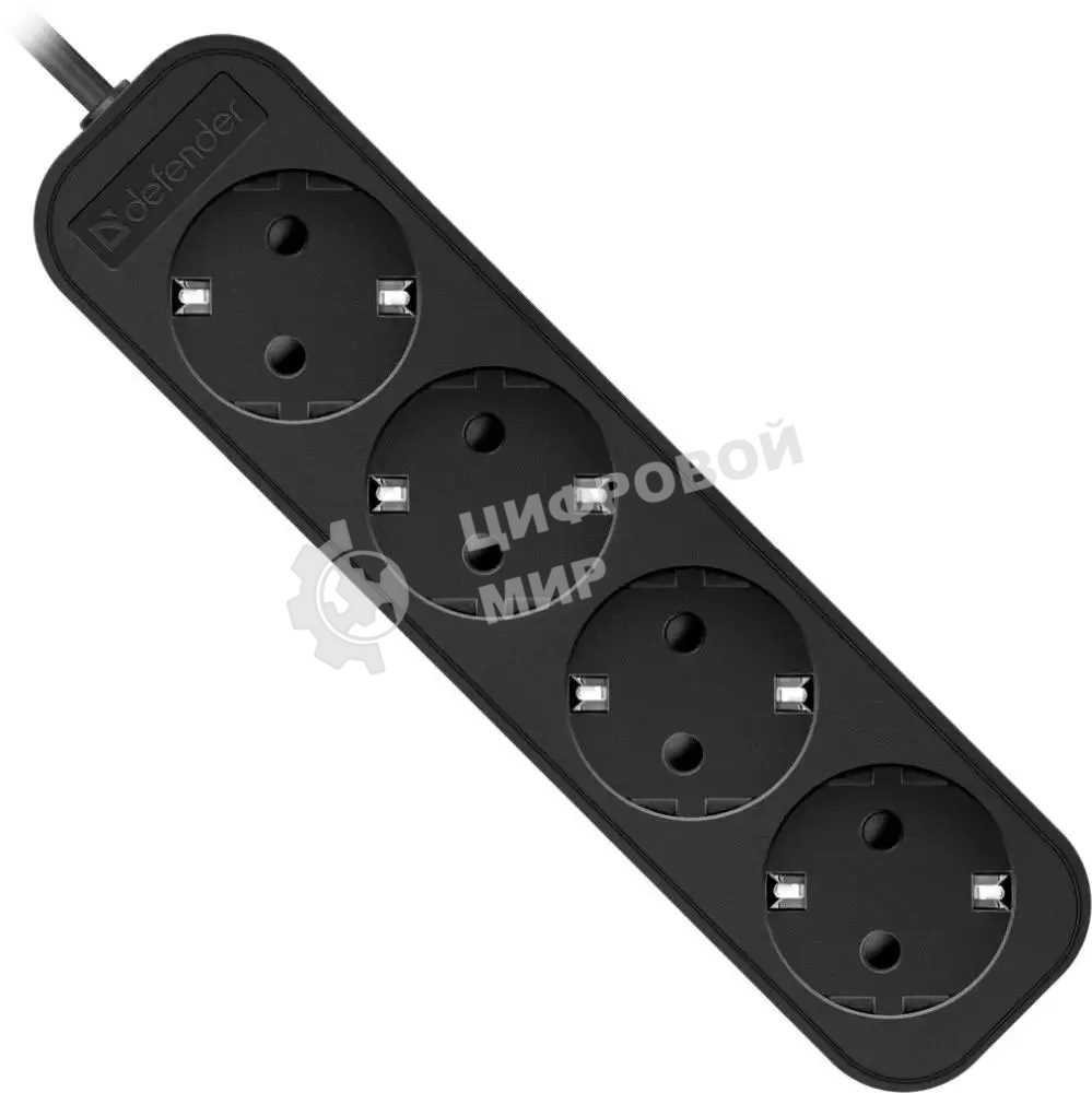 Удлинитель Defender M430 черный, 3 м, EURO, 4 розетки, 2200 Вт