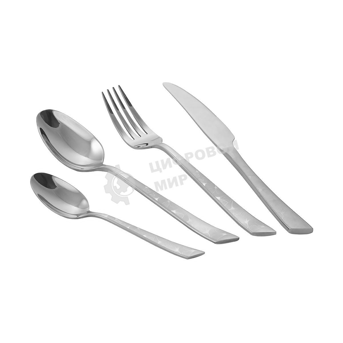 Набор столовых приборов LARA LR10-13/24 MIRA 24 пр, зеркальная полировка, острая вилка, лазер