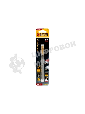 Сверло спиральное по металлу Denzel 10 x 133 мм, Р6М5, Golden Tip