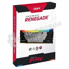 Оперативная память Kingston Fury Renegade, DDR4, 16GB (1x16GB), 3600MHz, CL16, DIMM, с радиатором, RGB, серый/черный