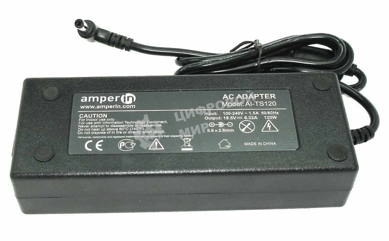 Блок питания (сетевой адаптер) Amperin AI-TS120 для ноутбуков Toshiba 19V 6.3A 5.5x2.5мм