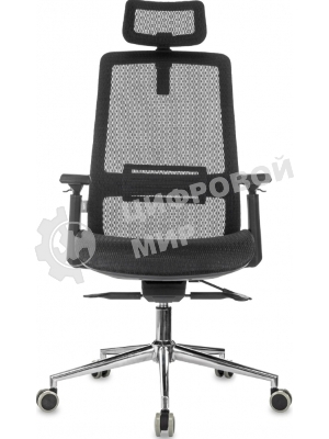 Кресло руководителя Бюрократ MC-912-H черный, сетка с подголов. крестов. металл хром