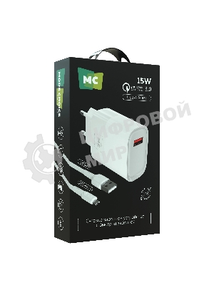 Сетевое зарядное устройство MORE CHOICE (4620202553423) NC09m 1USB 3.0A QC3.0 15W, белый