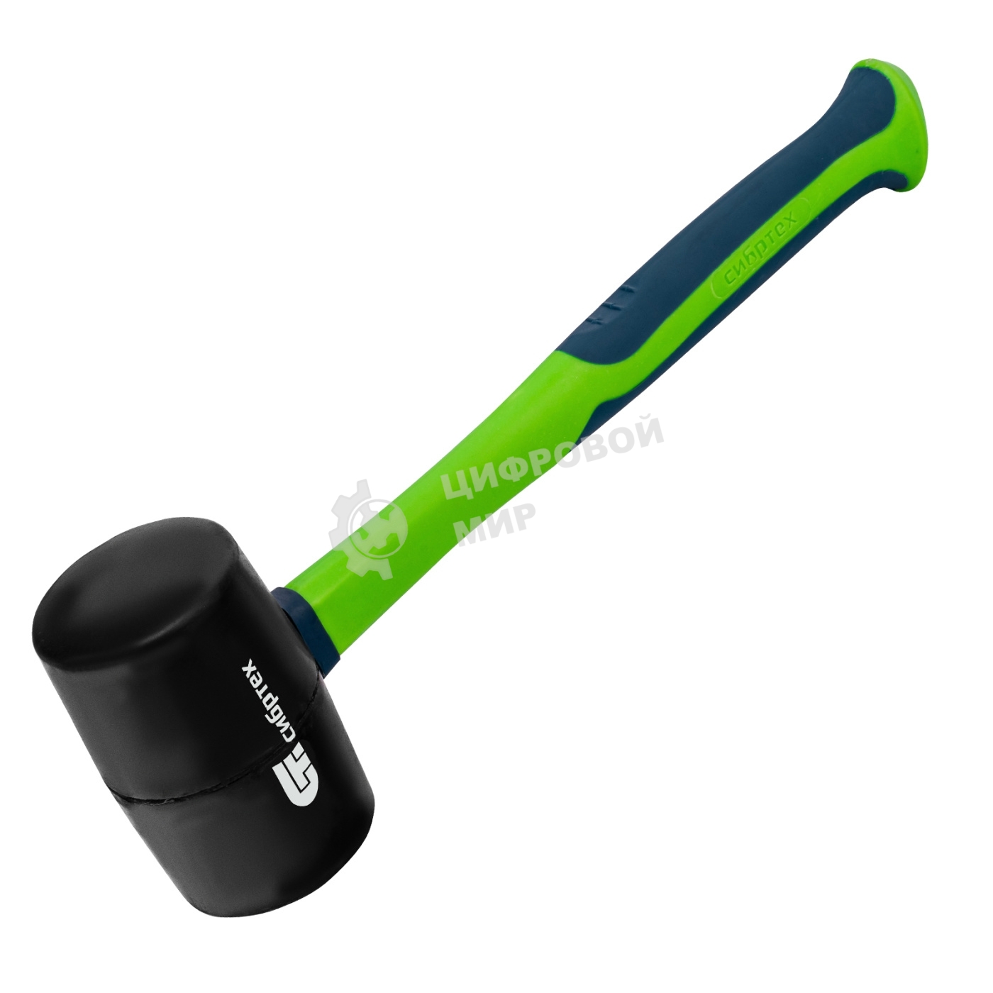 Киянка резиновая Сибртех 680 г, черная резина, фибергласовая рукоятка