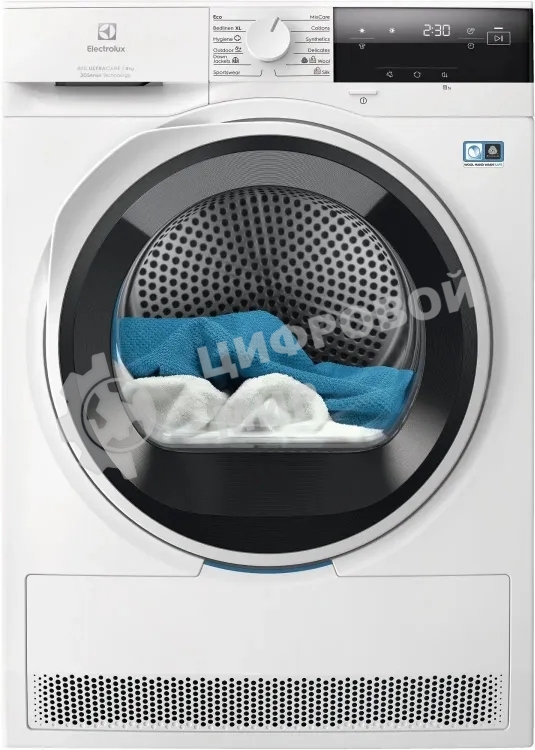 Сушильная машина Electrolux EW8D384HE белый, 8 кг, сушка - конденсационная (тепловой насос), программ - 12, 59.6 x 85 x 63.8 см (пан.англ.)