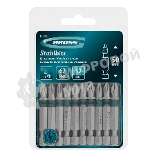 Бита Gross PH2х50мм, сталь S2, шестигр., 10 шт.