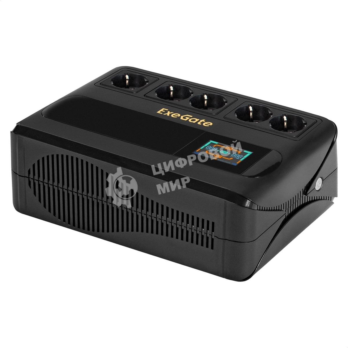 Источник бесперебойного питания ExeGate NEO Smart BU-800.LCD.AVR.5SH 800VA/480W, цветной LCD-дисплей, AVR, 5*Schuko, черный