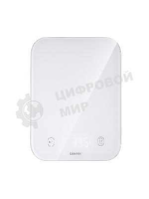 Весы кухонные Centek CT-2480 LED белый, сенсор, 150х15х205мм, max 5кг, шаг 1г, Авто Ноль/Выкл