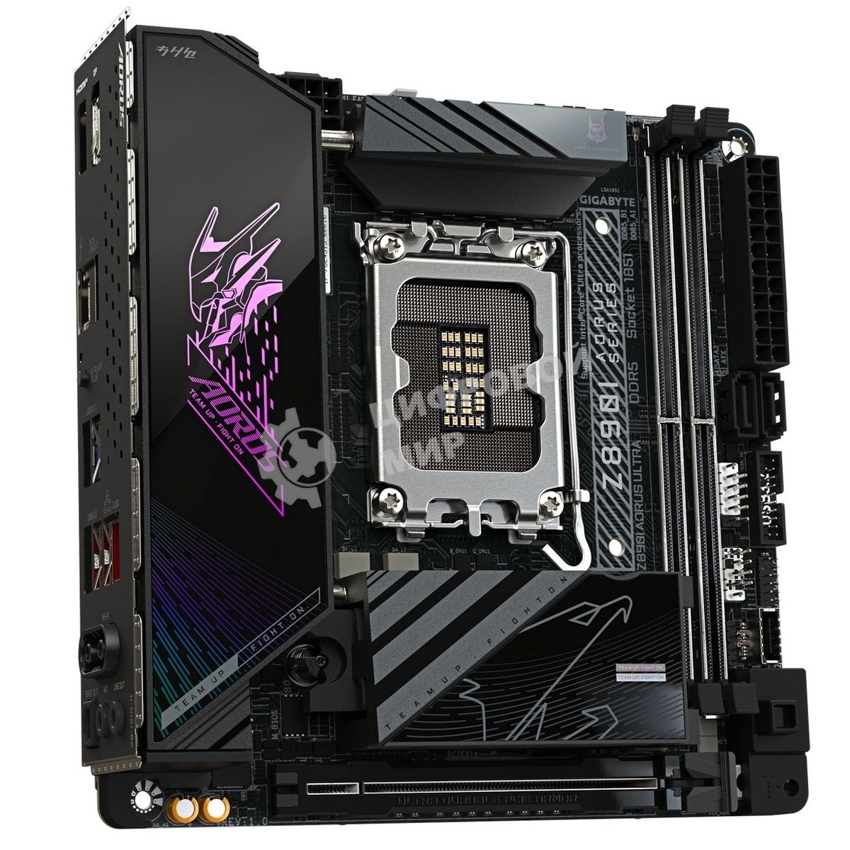 Материнская плата Gigabyte Z890I AORUS ULTRA, LGA 1851, Intel Z890, 2xDDR5, 2xSATA, 2xM.2, 1xPCIe 5.0 x16, 1xDP, 1xHDMI, 1xUSB-C, 1x Thunderbolt 4, 1x 2.5Gb LAN, 2xUSB-A 3.2 Gen 1, 3xUSB-A 3.2 Gen 2, 2x3.5 мм, TOSLINK, 7.1, 1xUSB4, Mini-ITX