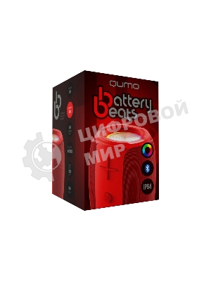 Колонка беспроводная QUMO BatteryBeats BT5.0 5Вт IP64 FM SD USB AUX подсветка 1500мА·ч красный