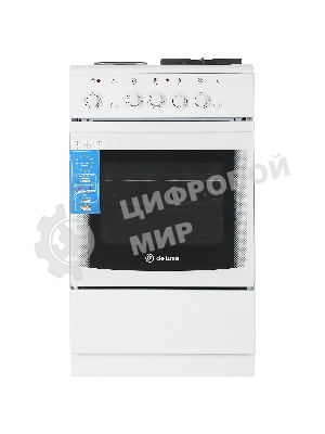Плита комбинированная De Luxe 506022.03гэ(щ) ЧР-030 белый/черный, конфорок газовых 2 шт и электрических 2 шт, духовка 54 л, 50 см x 85 см x 60 см