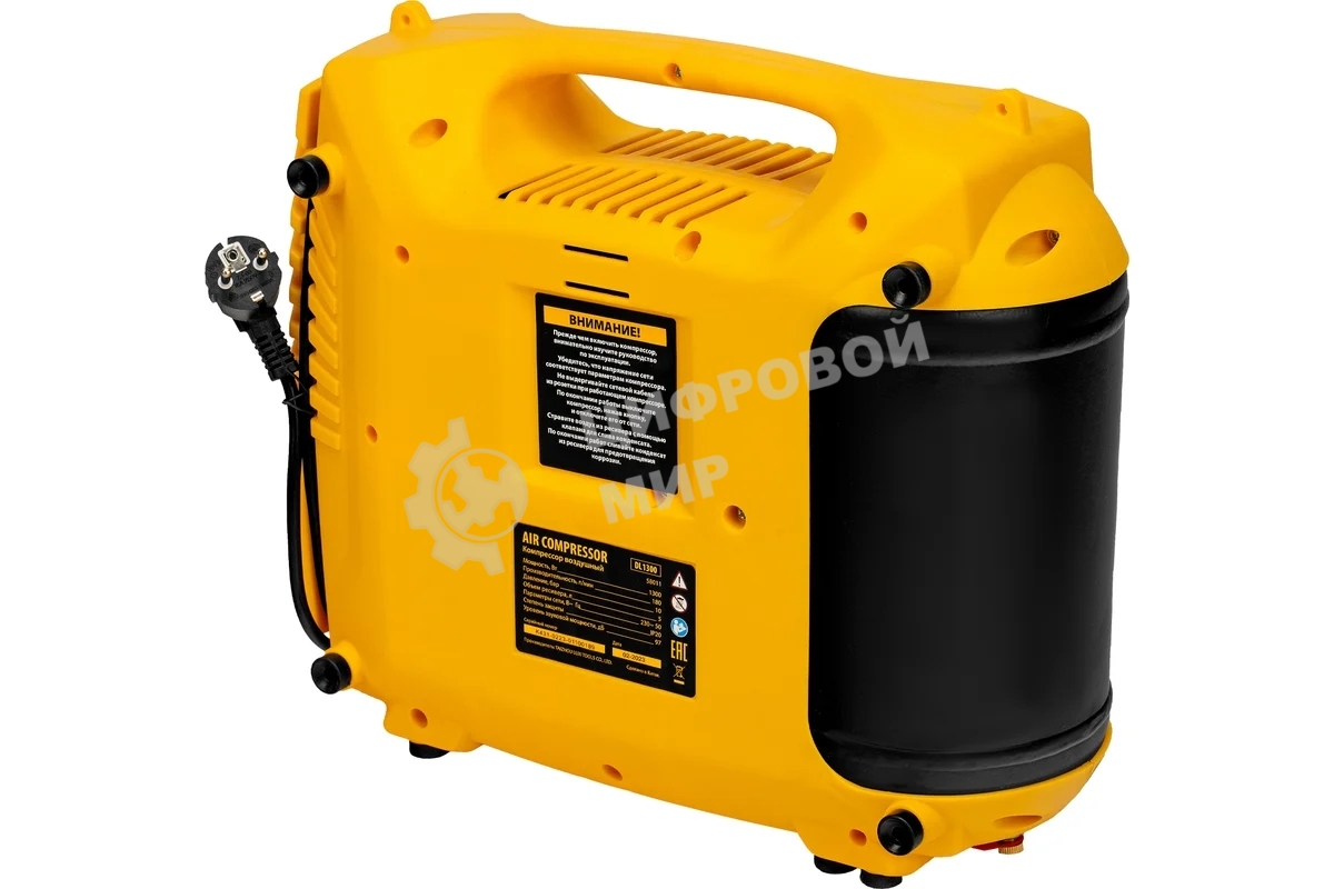 Компрессор воздушный Denzel DL1300, 10 бар, 1,3 кВт, 180 л/мин, 5 л, с набором аксессуаров
