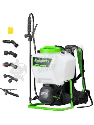 Опрыскиватель Greenworks G24BPSII аккум. ранц. 15л белый/зеленый (5300307)
