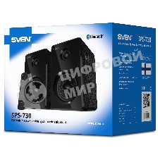 Акустическая система SVEN SPS-730 2.0 черные (2x25Вт, экокожа, USB/SD, пульт ДУ, Bluetooth)