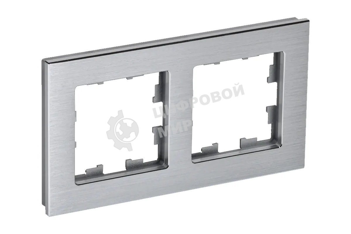 Рамка 2-местная IEK BRITE РУ-2-1-БрА металл алюминий