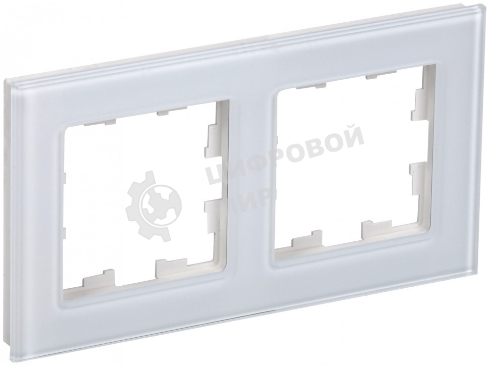 Рамка 2-местная IEK BRITE РУ-2-2-БрБ стекло белый