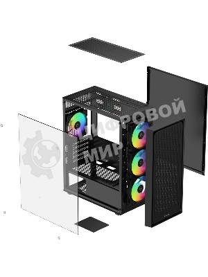 Компьютерный корпус Ocypus Gaммa C50 BK ARGb, MATX, USB 3.0*1+USB 2.0*2, FRONT 3x120мм ARGb, REAR 1x120мм ARGb