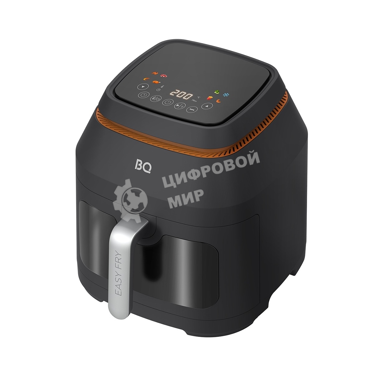 Аэрогриль BQ AF6011S серый, 1700 Вт, 6 л, сенсор, 8 программ