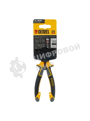 Длинногубцы прямые Denzel 205 мм, трехкомпонентные рукоятки