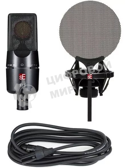 Микрофон конденсаторный sE Electronics X1 S VOCAL PACK 20 Гц 20 кГц, кардиоида, комплектация: металлический поп-фильтр, держатель типа паук, 3-х метровый микрофонный кабель