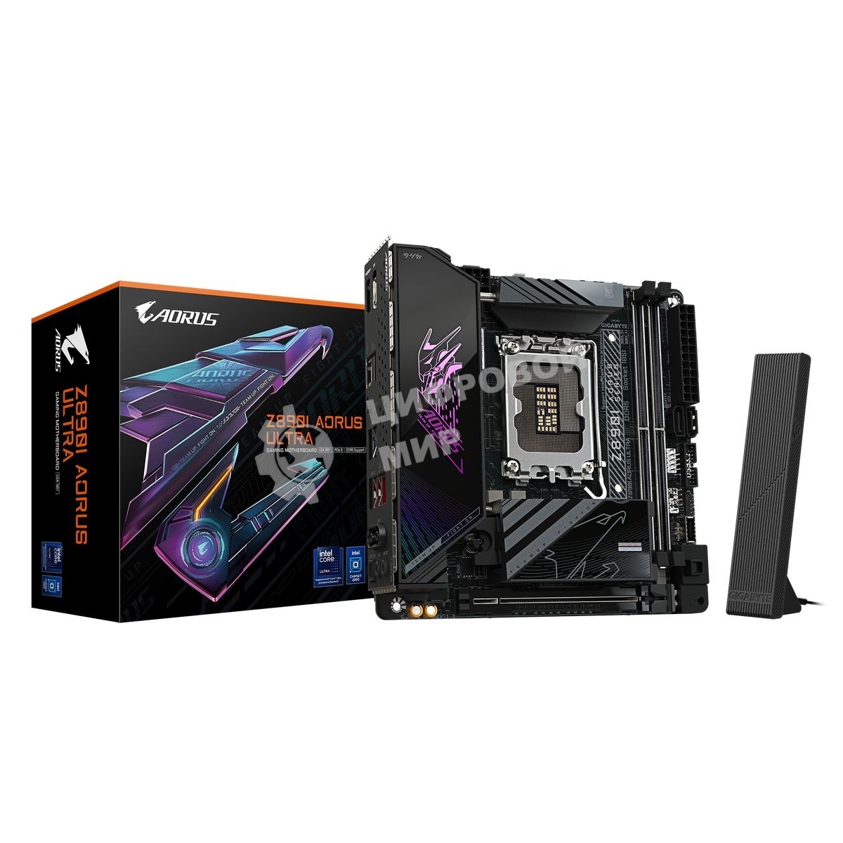 Материнская плата Gigabyte Z890I AORUS ULTRA, LGA 1851, Intel Z890, 2xDDR5, 2xSATA, 2xM.2, 1xPCIe 5.0 x16, 1xDP, 1xHDMI, 1xUSB-C, 1x Thunderbolt 4, 1x 2.5Gb LAN, 2xUSB-A 3.2 Gen 1, 3xUSB-A 3.2 Gen 2, 2x3.5 мм, TOSLINK, 7.1, 1xUSB4, Mini-ITX