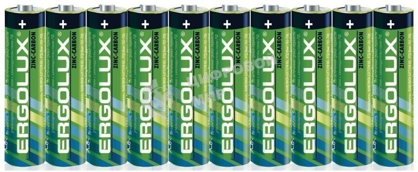 Мизинчиковая батарейка Ergolux R 03 SR10 (R03 SR10, ААА 1.5В)(10 шт. в уп-ке)